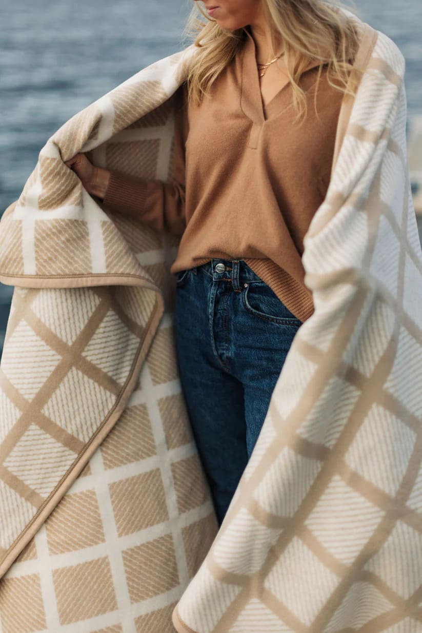Wrap up in the Westerly Co Commodore blanket.  It's a beautiful classic that looks great both indoors and out.